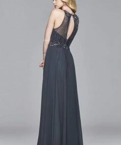 Faviana - S7989 Long Chiffon Dress With Bead Detailing