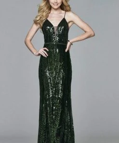 Faviana - S8011 Long Novelty Sequin V-neck Dress Formal Gowns