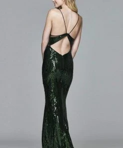 Faviana - S8011 Long Novelty Sequin V-neck Dress Formal Gowns