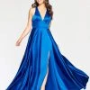 Faviana - Sleek Plunging Halter High Slit Gown S10440 - 1 Pc Royal In Size 10 Available Formal Gowns 2 Faviana - Sleek Plunging Halter High Slit Gown S10440 - 1 Pc Royal In Size 10 Available Formal Gowns