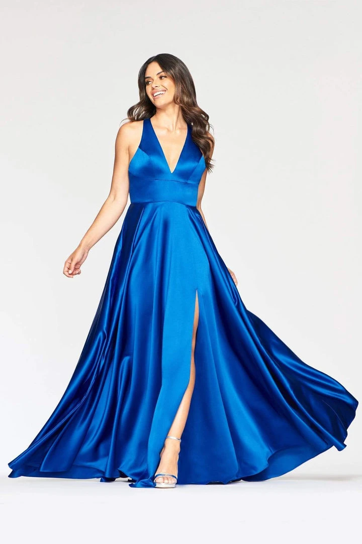Faviana - Sleek Plunging Halter High Slit Gown S10440 - 1 Pc Royal In Size 10 Available Formal Gowns 3 Faviana - Sleek Plunging Halter High Slit Gown S10440 - 1 Pc Royal In Size 10 Available Formal Gowns