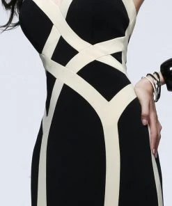 Faviana - Strapless Jersey Gown With Linear Pattern 7571 Formal Gowns