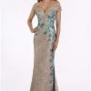 Feriani Couture - 18901 Sequined Deep Off-Shoulder Trumpet Dress - 1 Pc Rose In Size 12 Available Formal Gowns