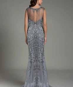 Feriani Couture Embellished Sleeveless Evening Gown 26154 - 1 Pc Charcoal In Sizes 10 Available Formal Gowns