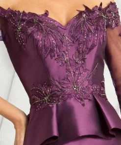 Feriani Couture - Off Shoulder Peplum Trumpet Gown 18574 12 Feriani Couture - Off Shoulder Peplum Trumpet Gown 18574