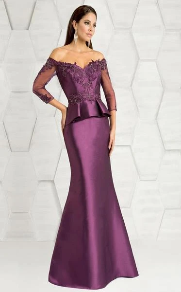 Feriani Couture - Off Shoulder Peplum Trumpet Gown 18574 6 Feriani Couture - Off Shoulder Peplum Trumpet Gown 18574