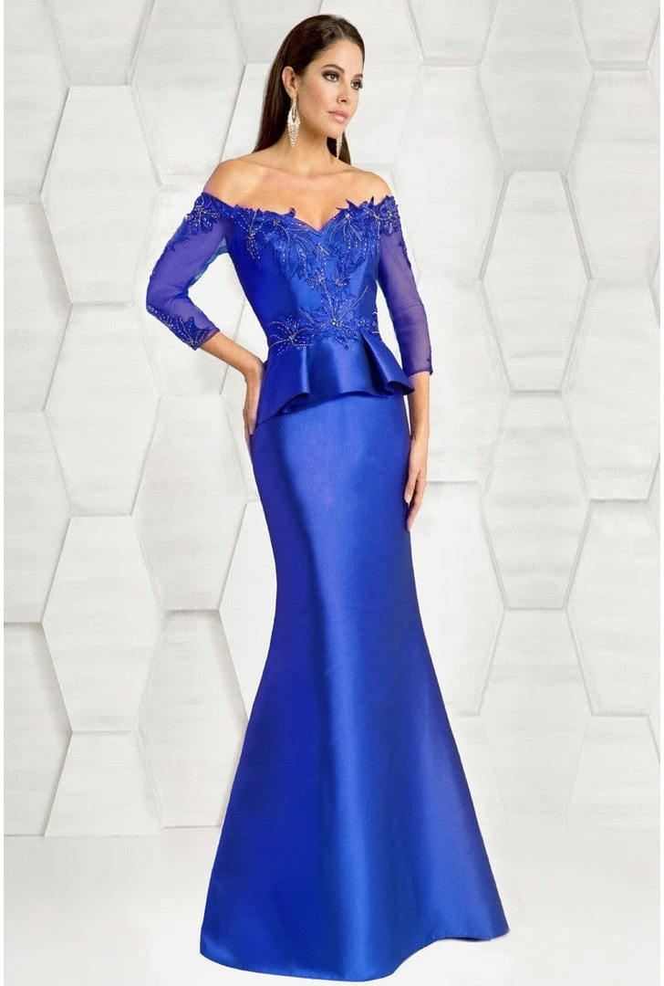 Feriani Couture - Off Shoulder Peplum Trumpet Gown 18574 8 Feriani Couture - Off Shoulder Peplum Trumpet Gown 18574
