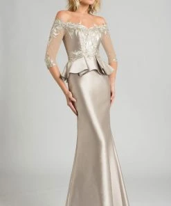 Feriani Couture - Off Shoulder Peplum Trumpet Gown 18574