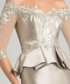 Feriani Couture - Off Shoulder Peplum Trumpet Gown 18574 10 Feriani Couture - Off Shoulder Peplum Trumpet Gown 18574