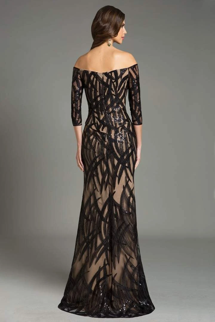 Formal Gowns Feriani Couture Sequined Foliage Off Shoulder Sheath Gown 4 Formal Gowns Feriani Couture Sequined Foliage Off Shoulder Sheath Gown