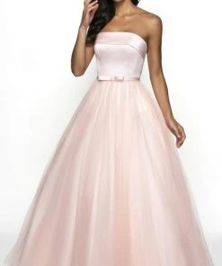 Blush By Alexia Designs Flair Prom - 19022 Strapless Satin Bodice Bow Accent Tulle A-Line Gown Formal Gowns