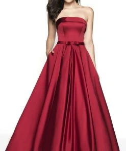 Blush By Alexia Designs Flair Prom - 19024 Strapless Fitted Bodice Bow Accent A-Line Gown