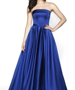 Blush By Alexia Designs Flair Prom - 19024 Strapless Fitted Bodice Bow Accent A-Line Gown