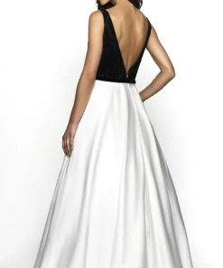 Blush By Alexia Designs Flair Prom - 19027 Sleeveless Lace Illusion Top A-Line Satin Gown Formal Gowns