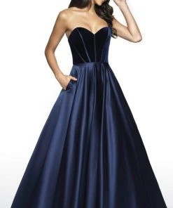 Blush By Alexia Designs Formal Gowns Flair Prom - 19031 Velvet Sweetheart Satin Ballgown