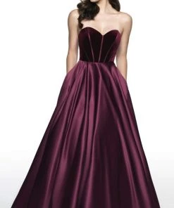 Blush By Alexia Designs Formal Gowns Flair Prom - 19031 Velvet Sweetheart Satin Ballgown