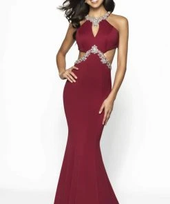 Blush By Alexia Designs Flair Prom - 19037 Embellished Halter Jersey Knit Mermaid Dress Formal Gowns