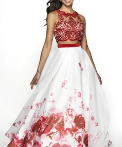 Blush By Alexia Designs Formal Gowns Flair Prom - 19050 Two Piece Embroidered Print Organza Ballgown