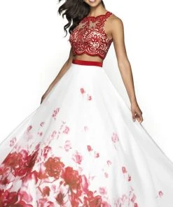 Blush By Alexia Designs Formal Gowns Flair Prom - 19050 Two Piece Embroidered Print Organza Ballgown
