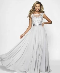 Blush By Alexia Designs Flair Prom - 19071 Cap Sleeve Illusion Beaded Appliqued Gown Formal Gowns