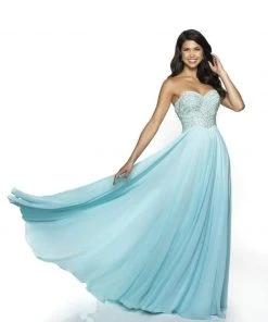 Blush By Alexia Designs Flair Prom - 19074 Strapless Scallop Motif Chiffon Gown Formal Gowns