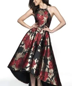 Blush By Alexia Designs Flair Prom - 19092 Halter Brocade High Low A-line Dress Formal Gowns