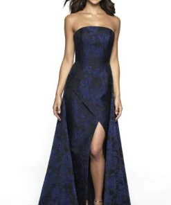 Blush By Alexia Designs Formal Gowns Flair Prom - 19096 Strapless Brocade Dress With Overskirt