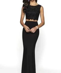 Blush By Alexia Designs Formal Gowns Flair Prom - 19127 Two Piece Lace Satin Trumpet Dress