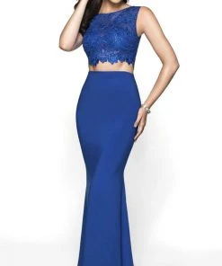 Blush By Alexia Designs Formal Gowns Flair Prom - 19127 Two Piece Lace Satin Trumpet Dress