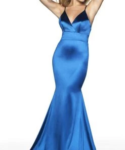 Blush By Alexia Designs Formal Gowns Flair Prom - 19142 Sleeveless V Neck Satin Jersey Mermaid Dress 15 Blush By Alexia Designs Formal Gowns Flair Prom - 19142 Sleeveless V Neck Satin Jersey Mermaid Dress