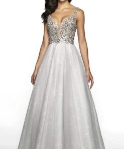 Blush By Alexia Designs Flair Prom - 19200 Lace Deep V-neck Tulle Ballgown Formal Gowns