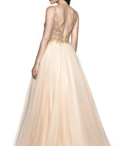 Blush By Alexia Designs Flair Prom - 19201 Applique Deep V-neck Tulle Ballgown