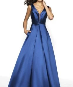 Blush By Alexia Designs Flair Prom - 19202 Plunging V-Neck A-Line Gown Formal Gowns