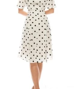 Gabby Skye - 19463M Flounce Sleeve Polka Dot A-Line Dress Cocktail Dresses