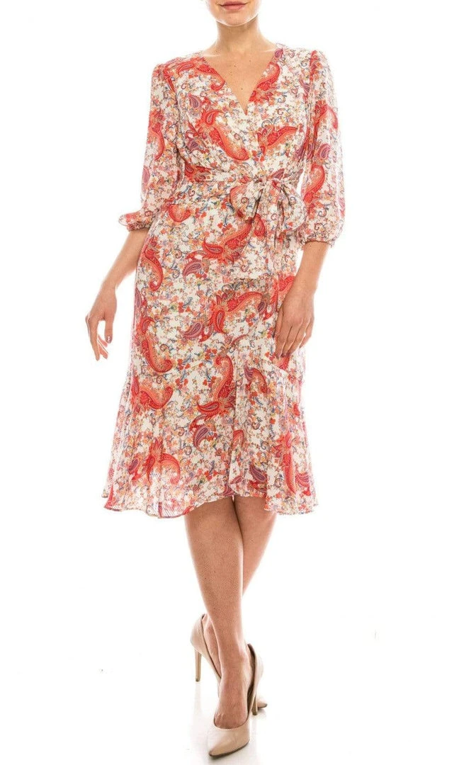 Prom Dresses Gabby Skye - 57372MG Floral Paisley Printed Faux Wrap Dress 3 Prom Dresses Gabby Skye - 57372MG Floral Paisley Printed Faux Wrap Dress