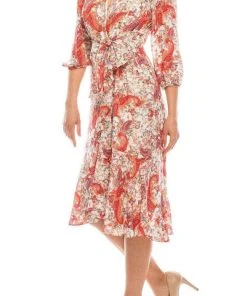 Prom Dresses Gabby Skye - 57372MG Floral Paisley Printed Faux Wrap Dress 10 Prom Dresses Gabby Skye - 57372MG Floral Paisley Printed Faux Wrap Dress