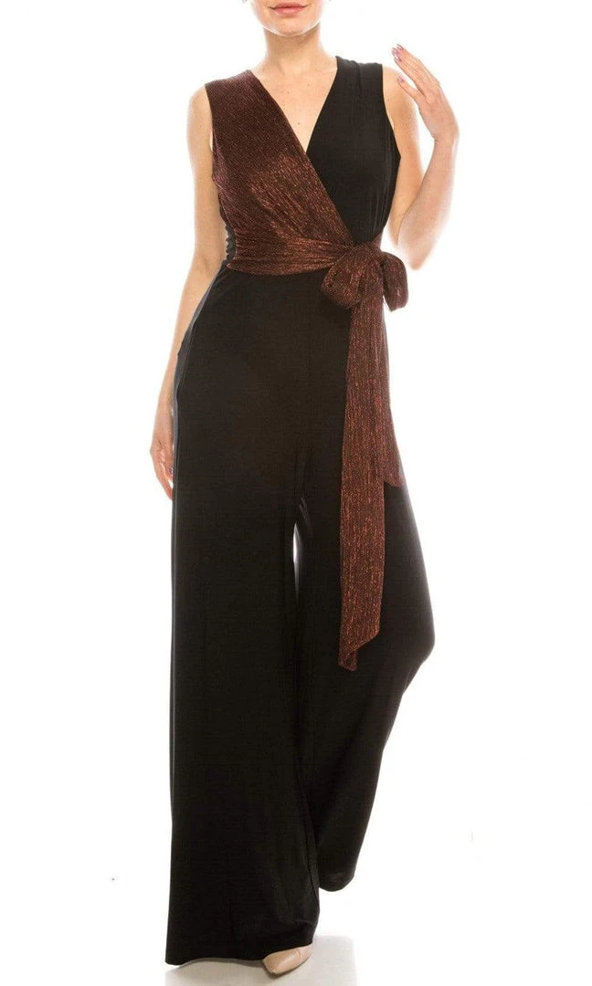 Gabby Skye - 85172M Dual Toned Metallic Waist Tie Wide Leg Jumpsuit Prom Dresses 7 Gabby Skye - 85172M Dual Toned Metallic Waist Tie Wide Leg Jumpsuit Prom Dresses