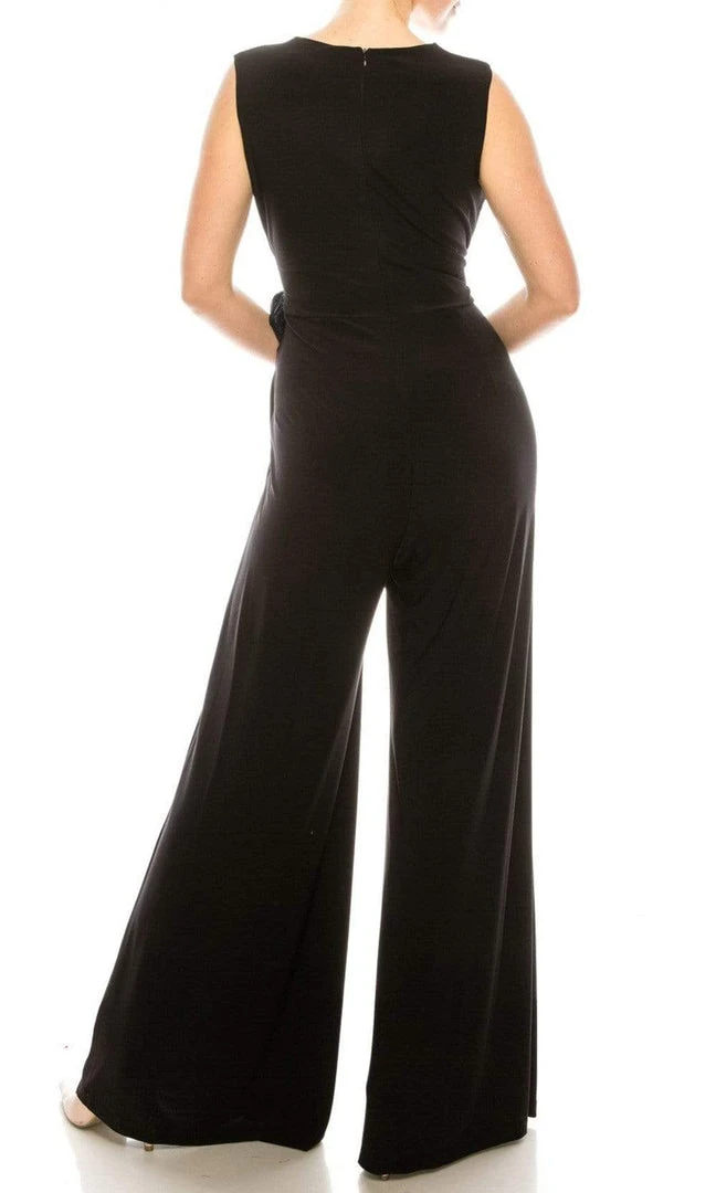 Gabby Skye - 85172M Dual Toned Metallic Waist Tie Wide Leg Jumpsuit Prom Dresses 4 Gabby Skye - 85172M Dual Toned Metallic Waist Tie Wide Leg Jumpsuit Prom Dresses