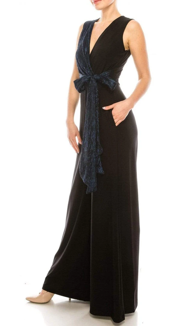 Gabby Skye - 85172M Dual Toned Metallic Waist Tie Wide Leg Jumpsuit Prom Dresses 5 Gabby Skye - 85172M Dual Toned Metallic Waist Tie Wide Leg Jumpsuit Prom Dresses