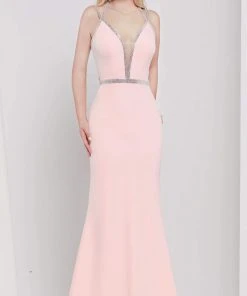 Colors Dress Formal Gowns Glow By Colors - G810 Metallic Beaded Plunge Trumpet Gown