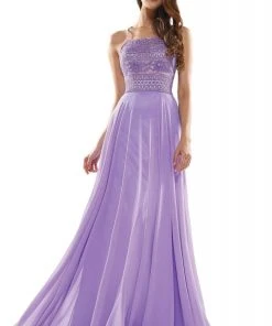 Colors Dress Glow Dress - G889 Strappy Sleeveless Lace Top Chiffon A-Line Gown Formal Gowns