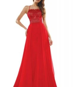Colors Dress Glow Dress - G889 Strappy Sleeveless Lace Top Chiffon A-Line Gown Formal Gowns
