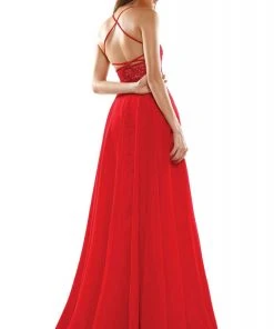 Colors Dress Glow Dress - G889 Strappy Sleeveless Lace Top Chiffon A-Line Gown Formal Gowns