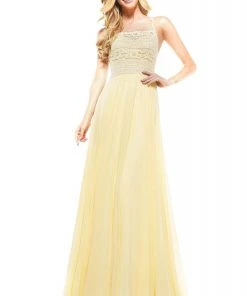 Colors Dress Glow Dress - G889 Strappy Sleeveless Lace Top Chiffon A-Line Gown Formal Gowns