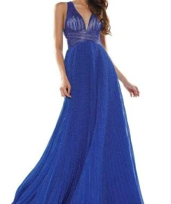 Colors Dress Glow Dress - G941 Crisscross Empire Waist Pleated Glitter Gown 10 Colors Dress Glow Dress - G941 Crisscross Empire Waist Pleated Glitter Gown