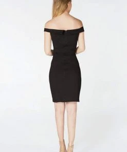 Cocktail Dresses Harper And Lemon - 22100 Fold Overlay Off Shoulder Sheath Dress