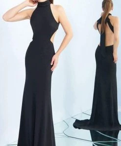 Formal Gowns Ieena Duggal - 25403I Ribbon Accented High Halter Gown