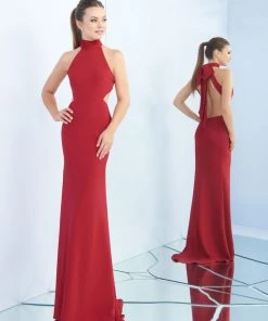 Formal Gowns Ieena Duggal - 25403I Ribbon Accented High Halter Gown 18 Formal Gowns Ieena Duggal - 25403I Ribbon Accented High Halter Gown