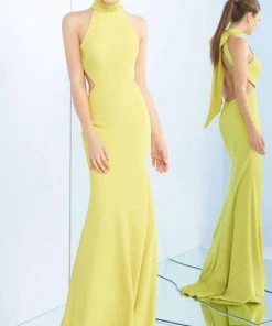 Formal Gowns Ieena Duggal - 25403I Ribbon Accented High Halter Gown 17 Formal Gowns Ieena Duggal - 25403I Ribbon Accented High Halter Gown