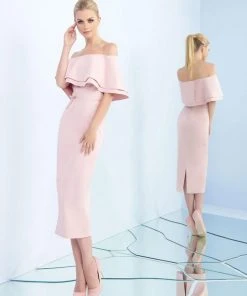 Ieena Duggal - 25801I Ruffled Off Shoulder Tea Length Dress Cocktail Dresses 6 Ieena Duggal - 25801I Ruffled Off Shoulder Tea Length Dress Cocktail Dresses
